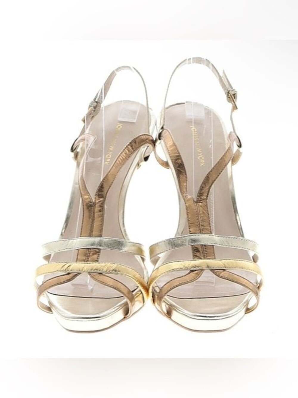 Jones New York Metallic Gold and Silver Strappy Slingback Heels